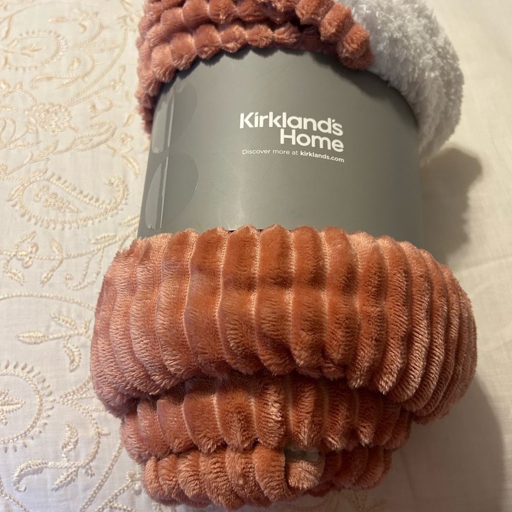 Kirkland's Home Textured Throw Blanket in Rust and White